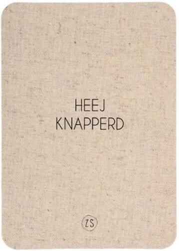 Zusss linnen kaart met envelop heej knapperd