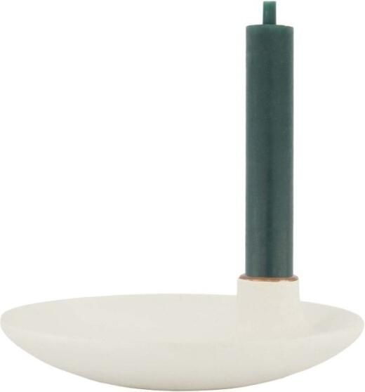 Zusss Polystone Kandelaar Ronde Schaal Off White