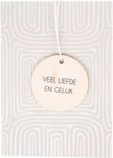 Zusss Wenskaart met houten tag veel geluk en liefde zand