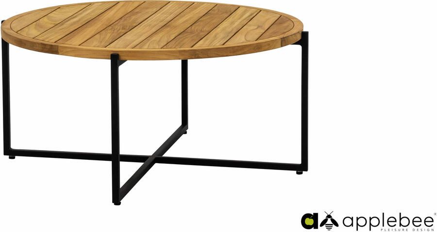 Apple Bee Condor coffee table dia. 94x44 base aluminium Black top SVLK teak Natural - Foto 3