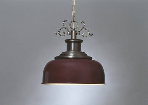 Allure Nostalgische hanglamp antiek messing bordaux rood 44cm 10055