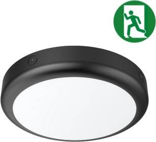 Ceiling Light zwart Ø300mm 15W IP65 TRI-White inclusief noodverlichting 136-046