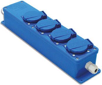 Keraf Snoercentrale blauw 4x stopcontacten 16A 250V met wartel M20 104469