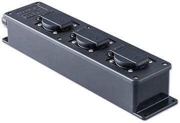 Keraf Snoercentrale zwart 3 stopcontacten 16A 230V stagebox slagvast 104473