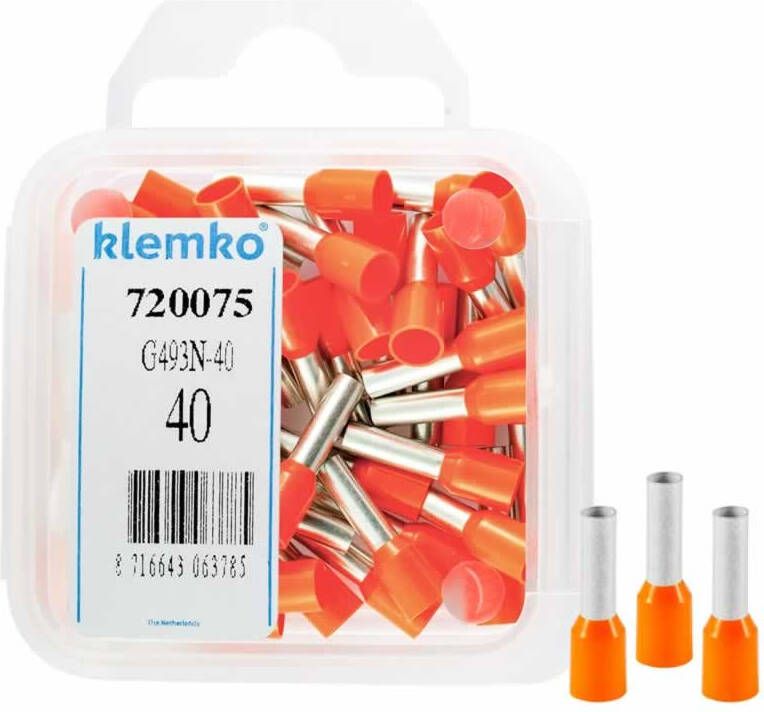 Klemko Adereindhuls 4qmm oranje penlengte = 10mm 40 stuks 720075 geïsoleerd