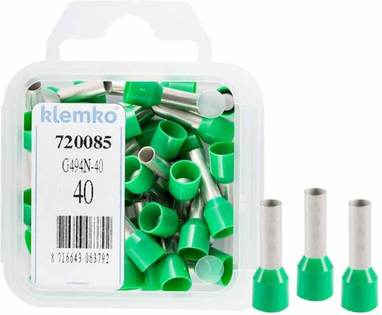 Klemko Adereindhuls 6qmm groen penlengte = 12mm 40 stuks 720085 geïsoleerd