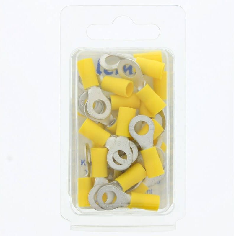 Klemko Geïsoleerde Ringkabelschoen M6 geel 6mm² Blister verpakt 25 stuks