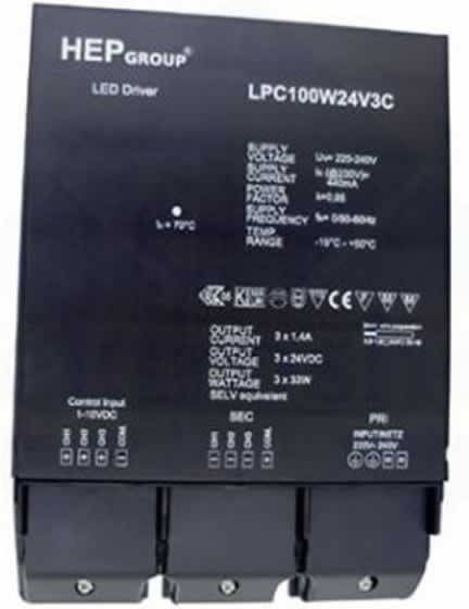 Klemko Leddriver constante Spanning 3 kanaals dimbaar 24V max 100W 860164