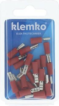 Klemko Vlakstekerhuls rood 1.5mm 2 8x0 8mm Geïsoleerd 25 stuks 170020 verpakking hersluitbaar