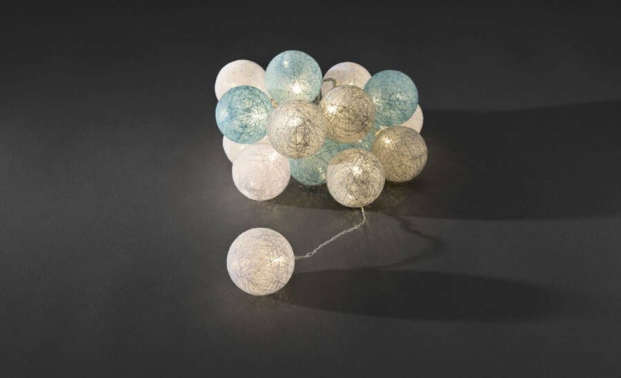 Konstsmide LED Decoratieve lichtsnoer 16 blauwe grijze witte bollen