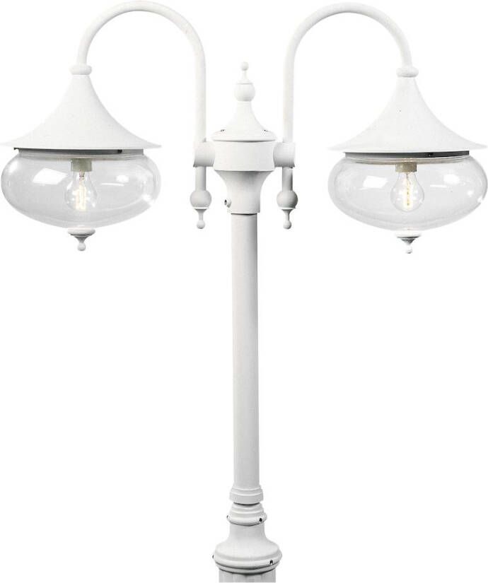 Konstsmide Libra lantaarnpaal 2-lichts met Hercules paal mat wit 620-250 + 575-250