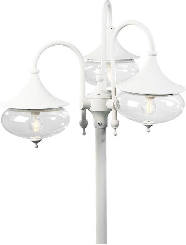 Konstsmide Libra lantaarnpaal 3-lichts in combinatie met Pegasus paal wit 621-250 + 576-250