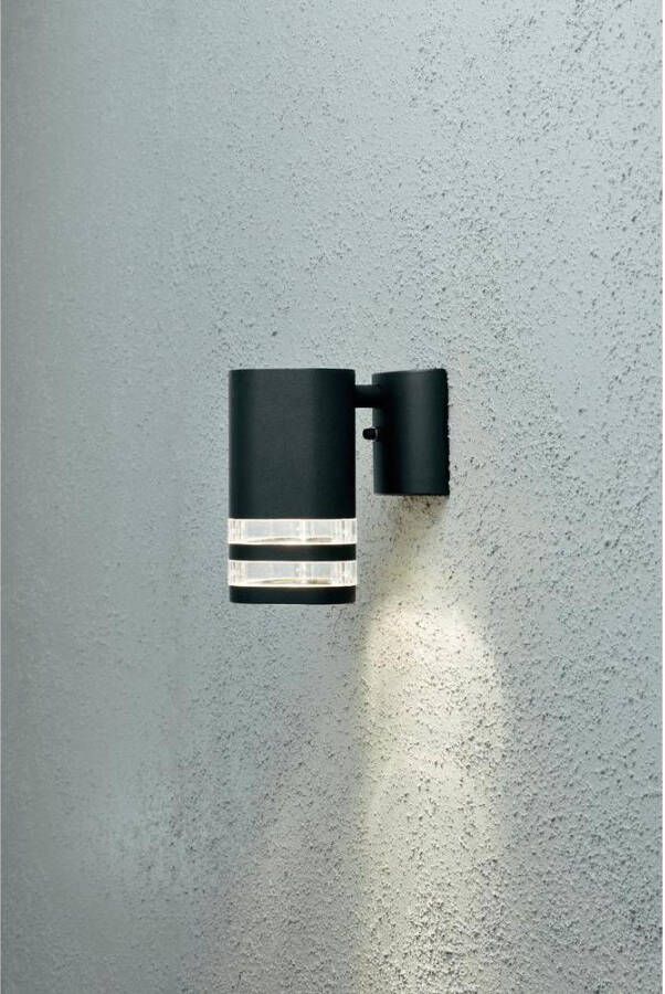 Konstsmide Wandlamp rond mat zwart beneden mat zwart met 2 lichtringen GU 10 fitting Modena 7515-750