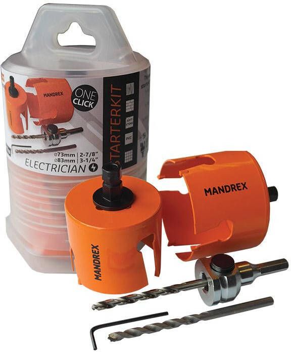 Mandrex gatzaag set Ø60mm+Ø68mm+Ø83mm M42 Starter set Gatzaaghouder met Bi-metaal SpeedXcut