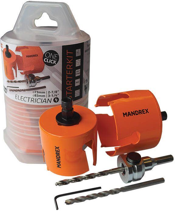 Mandrex Starter set Gatzaaghouder met TCT gatzagen Ø73mm+Ø83mm zesk.8 5