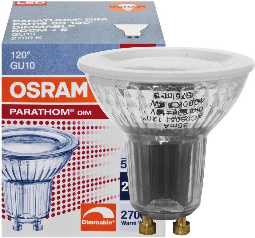 Osram LED GU10 7.9W 650lm 2700K Parathom PAR16 827 120° dimbaar