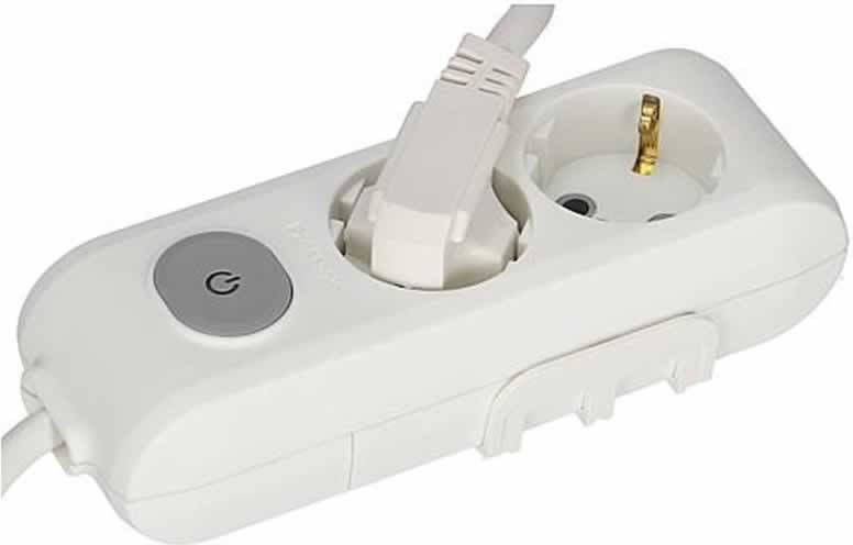 Panasonic stopcontact 2 voudig wit met 1.5 meter snoer schakelaar ophang mogelijkheid haak ophanging schakelaar