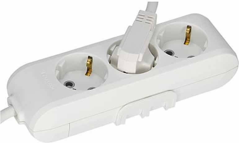 Panasonic stopcontact 3 voudig wit met 2 meter snoer ophang mogelijkheid en haak ophanging