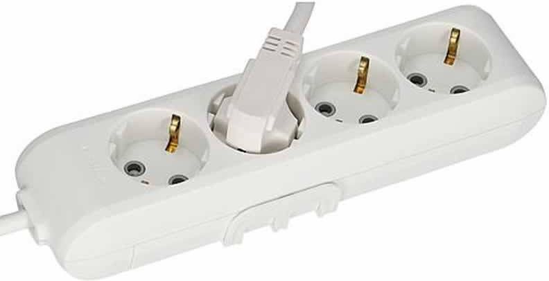 Panasonic stopcontact 4 voudig wit met 1.5 meter snoer ophang mogelijkheid en haak ophanging