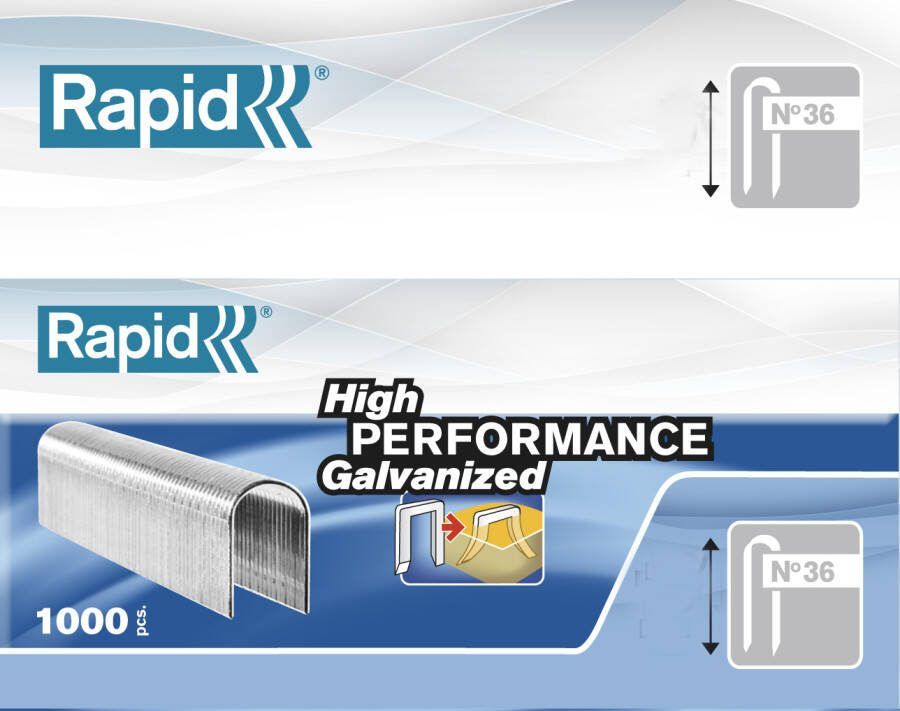 Rapid Nieten Type 36 DP WIT Box 5x1000st Lengte 12mm