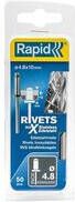 Rapid RVS Blindklinknagels Ø 4.8x10mm + boor in blister (50 stuks)