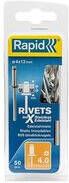 Rapid RVS Blindklinknagels Ø 4x12mm + boor in blister (50 stuks)