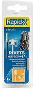 Rapid Waterdichte Blindklinknagels Ø 4x16mm + boor in blister (50 stuks)