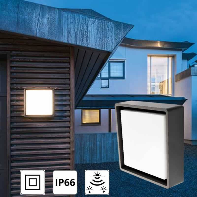 SG Lighting LED buitenlamp zwart SG Frame Square 3000K 5.8W 500 lumen licht donker schakelaar