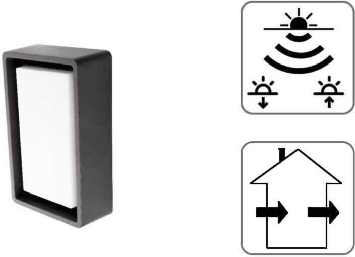 SG Lighting SG Frame 8W 670 lumen 3000K kleur grafiet buitenlamp met schemerschakelaar aantal lumen instelbaar