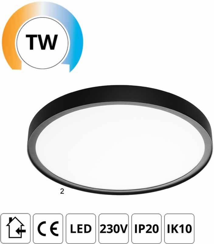 SG Lighting SG rond armatuur Disc 480 zwart Tunable 2700-6000K 36W 3770 lumen dimbaar lichtkleur instelbaar