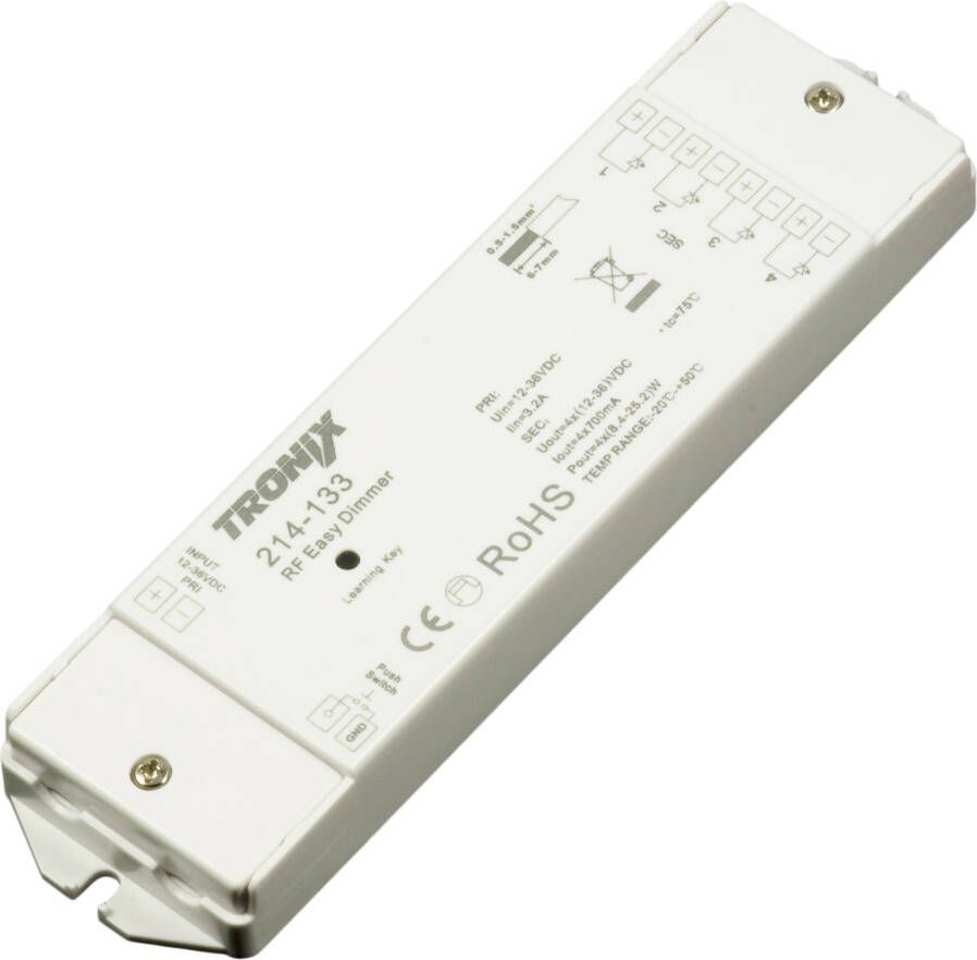 Tronix LED dimmer 12 24V 700mA draadloos 4 kanaals 214-133