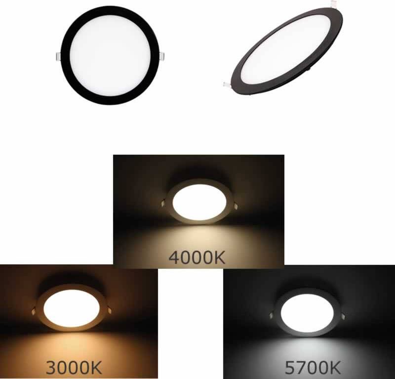 Tronix LED paneel rond 7W 120mm inbouw zwart 720 Lm kleur instelbaar 3000K 4000K en 5700K dimbaar