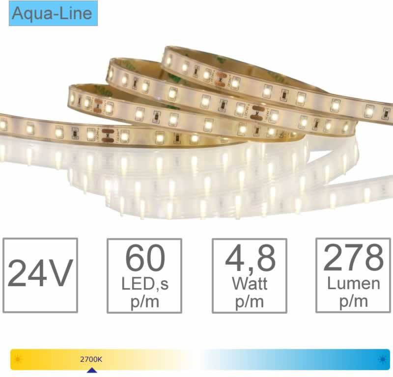 Tronix LED strip 2700K warmwit 60 leds per meter 5M 24V CRI >90 dimbaar kleurweergave zeer goed 127-082