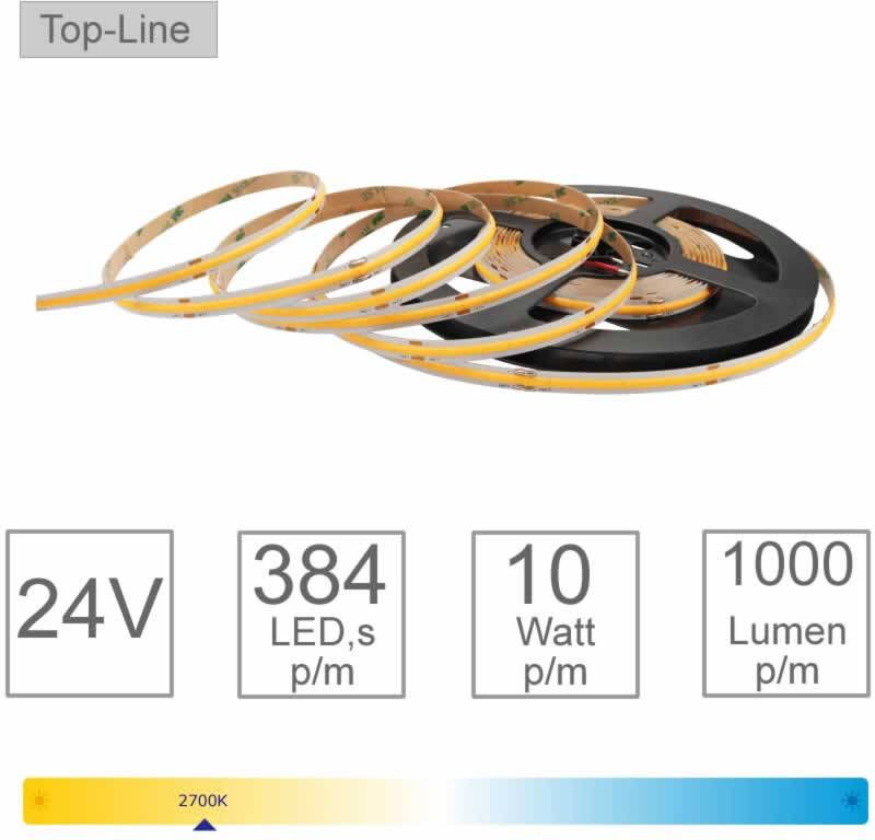 Tronix LED Strip 3000K dimbaar 24V 5M warm wit 10W p mtr 1000 lumen een streeplicht 127-035