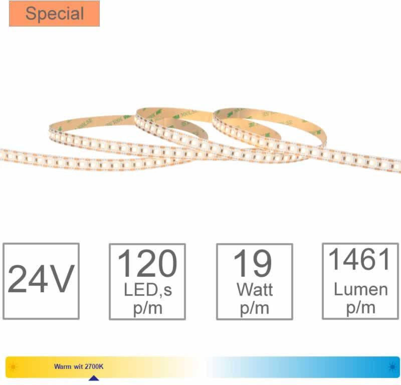 Tronix LED strip Mini Cut 2700K 5M 19 W M 1461 lumen 24V CRI >90 127-132