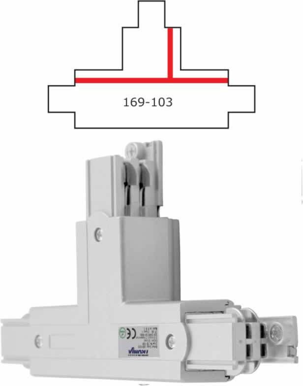 Tronix T stuk voor een spanningsrail links wit 169-103