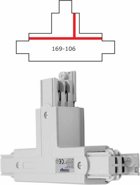 Tronix T stuk voor een spanningsrail rechts wit 169-106