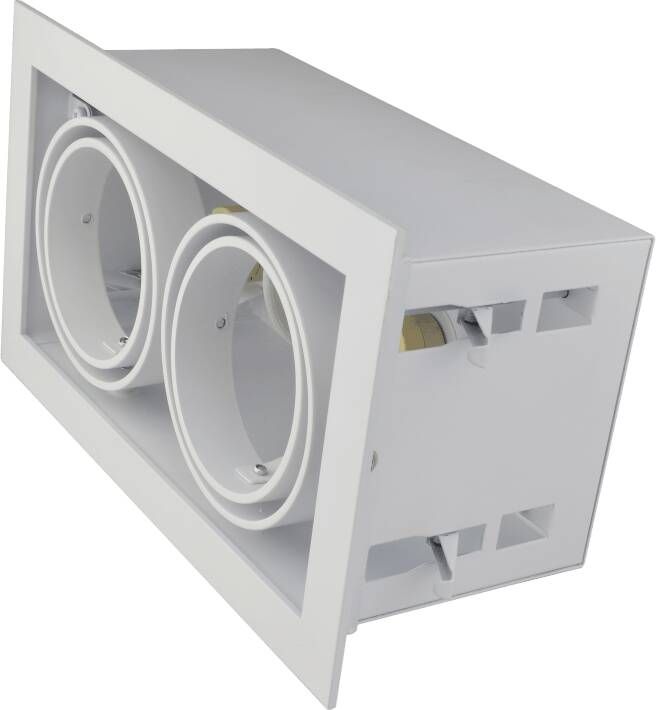 Tronix Wit armatuur inbouw 2-voudig voor LED spot 2xAR70 draaibaar en kantelbaar zichtbare rand