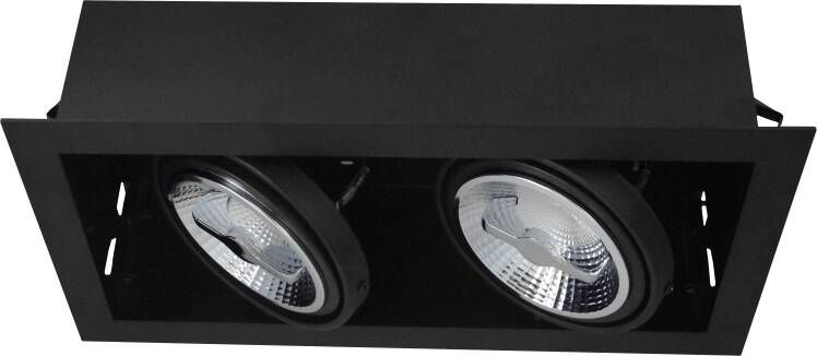 Tronix Zwart armatuur inbouw 2-voudig voor LED spot 2xAR111 draaibaar en kantelbaar wordt met zichtbare rand in het stucwerk gemonteerd