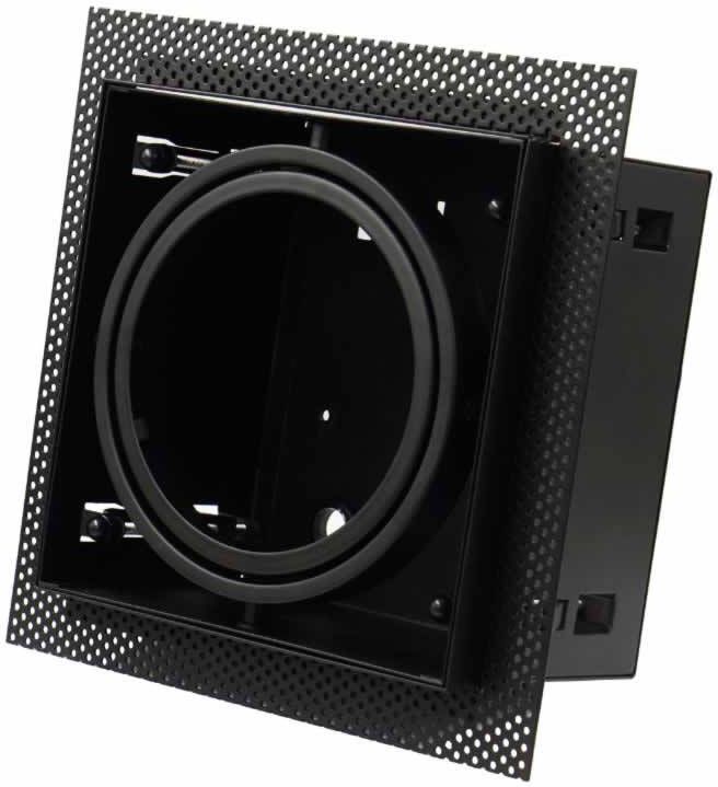 Tronix Zwart trimless armatuur inbouw voor AR111 LED spot draaibaar en kantelbaar wordt volledig in het stucwerk gemonteerd