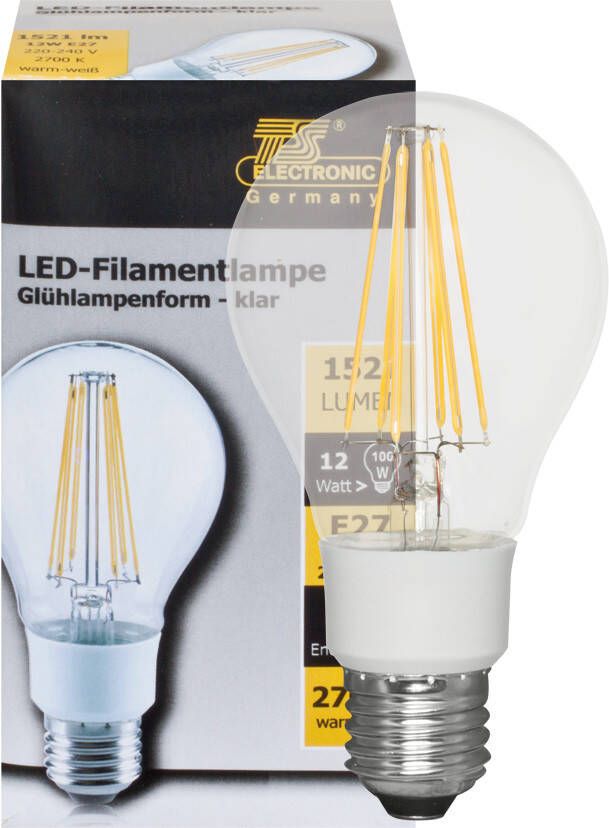 TS Electronic Germany LED filament lamp 12W 1521 lumen E27 2700K