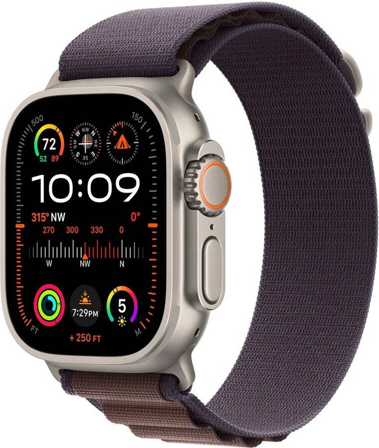 Apple Watch Ultra 2 GPS + Cellular 49mm Titanium Case met Indigo Alpino Loop (S)