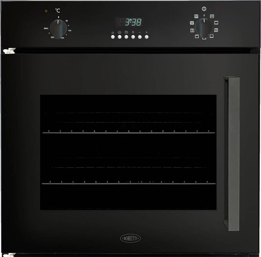 Boretti BPMDN60ZWL Multifunctionele Oven 60 cm Deur Linksdraaiend Zwart