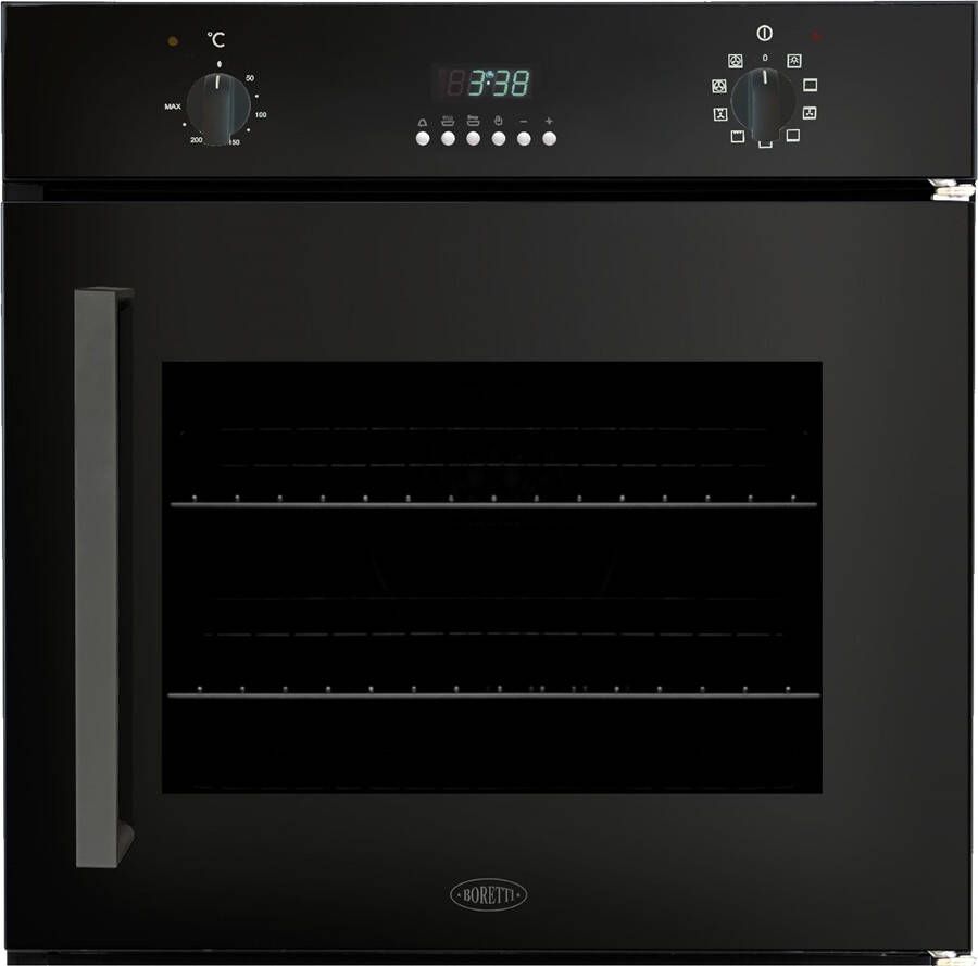 Boretti BPMDN60ZWR Multifunctionele Oven 60 cm Deur Rechtsdraaiend Zwart