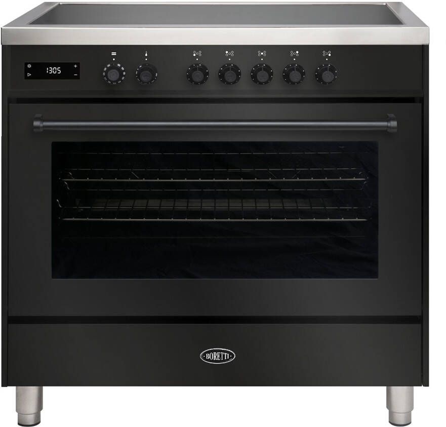 Boretti MLI95BZW Inductiefornuis Milano met Oven 5 Kookzones met Flex 90 cm Zwart