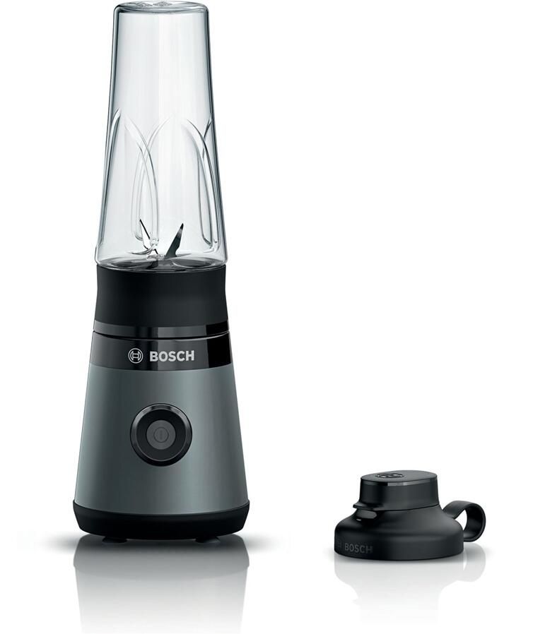 BOSCH Blender MMB2111S Mini VitaPower Serie 2 tot 40.000 toeren min tritan togo-fles 0 6 l drinkdeksel lekvrij breukbestendig zilver zwart