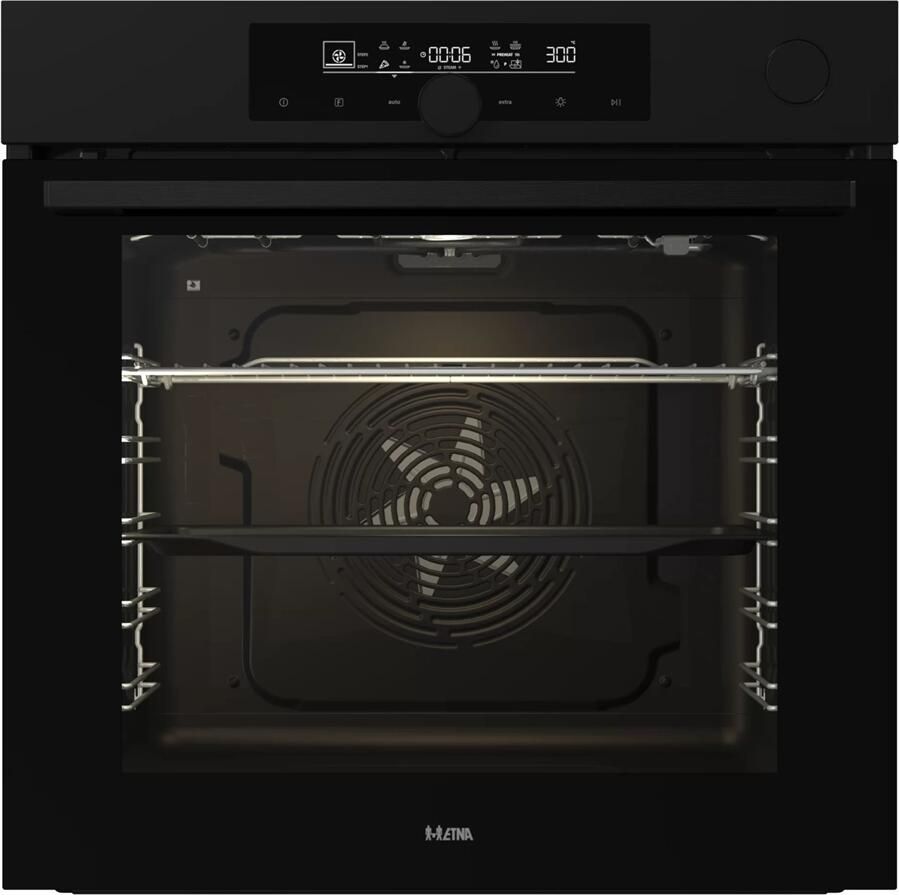 ETNA OPS916MZ Inbouwoven Pizza oven (tot 300°C) AirFryer Pyrolyse SteamAssist Matzwart