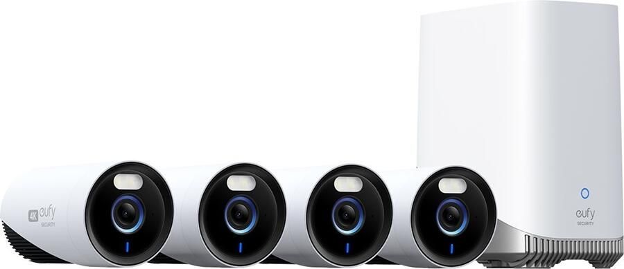 Eufy beveiliging cam E330 4-cam kit bedraad beveiligingscamera buiten beveiligingscamerasysteem wifi NVR 24 7 opname 4K-camera met verbeterde wifi gezichtsherkenning ai