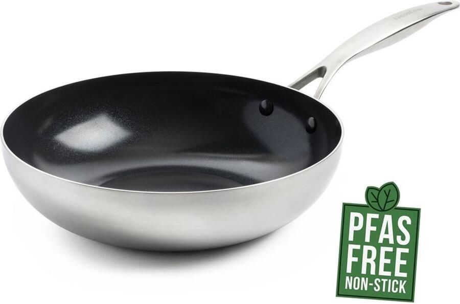 Greenpan Wokpan Geneva RVS ø 28 cm 3.6 liter keramische anti-aanbaklaag - Foto 2