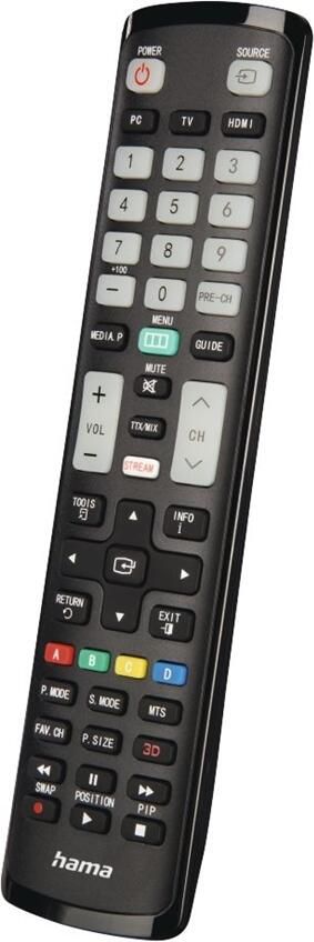 Hama Universal Remote Control voor Samsung TVs IR Teachable Illuminating Buttons Afstandsbediening Zwart
